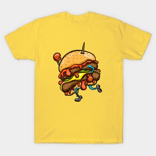 Fast Food Beef burger Hamburger Cheeseburger Cartoon Character T-Shirt